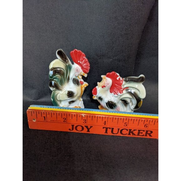 Vintage Hand-Painted Rooster Ceramic Figurines Set Made In Japan Farmhouse Decor - Picture 6 of 6